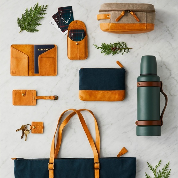 Hearth&Hand Magnolia Canvas & Leather Travel Set - Picture 6 of 6